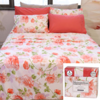 Lot de Draps de Lit 6 Pièces en Microfibre, Motifs Floraux, Parure de Lit Moderne avec 4 Taies d'Oreiller
