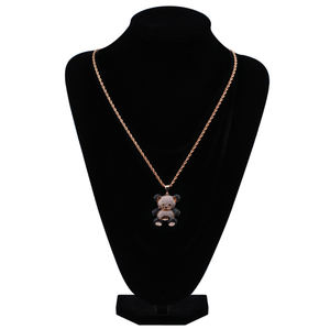 Hiphop <span class=keywords><strong>lindo</strong></span> diamante colorido de dibujos animados panda colgante conjunto de joyas collar - Product Image 5