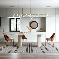 Table à manger rectangulaire pliante télescopique en marbre, style moderne et luxueux, démontable pour petits espaces domestiques