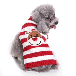 Modern Style Cute Red &amp; White Striped Christmas Reindeer Pet Sweater for <strong>Dogs</strong> XS-XXL Luxury Apparel for Winter &amp; Autumn - Product Image 4
