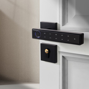 Cerradura inteligente de huella dactilar para puerta de madera interior con manija antigraffiti, desbloqueo por código, sin perforaciones, para oficina, estudio, dormitorio - Product Image 1