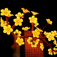 Éclairage paysager extérieur LED blanc chaud en forme de fleur de lotus en bois, étanche, décorations festives, ornements d'arbre, garantie 2 ans