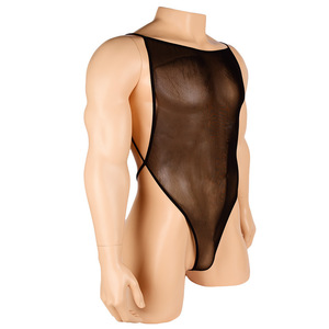 Men Transparent Mesh Camisole <b>Bodysuit</b> Black Spandex Nylon Y-<b>Shaped</b> Vest Sexy Underwear - Product Image 4