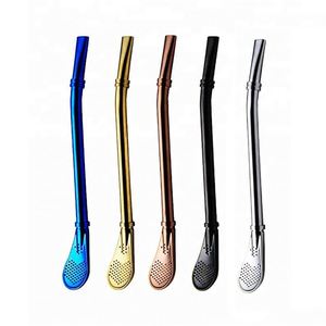 M0396 Cuillère-filtre à thé <span class=keywords><strong>Pipette</strong></span> Mate Pailles à thé en acier inoxydable Cuillère-filtre à boire Outils à thé réutilisables en forme de gourde - Product Image 2