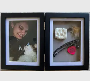 Pet Paw Print Lembrança Memorial Clay Impressão Kit Photo Frame madeira para cão ou gato