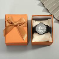 Boîte à montre rectangulaire de luxe en carton écologique avec logo personnalisé YZ, gaufrée, de haute qualité, avec nœud, pour emballage de bijoux