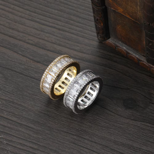 Hip Hop Rectangular Full Zircon <b>Ring</b> for Men and Women <b>Couples</b> Simple Pair <b>Ring</b> <b>Rings</b> - Product Image 2