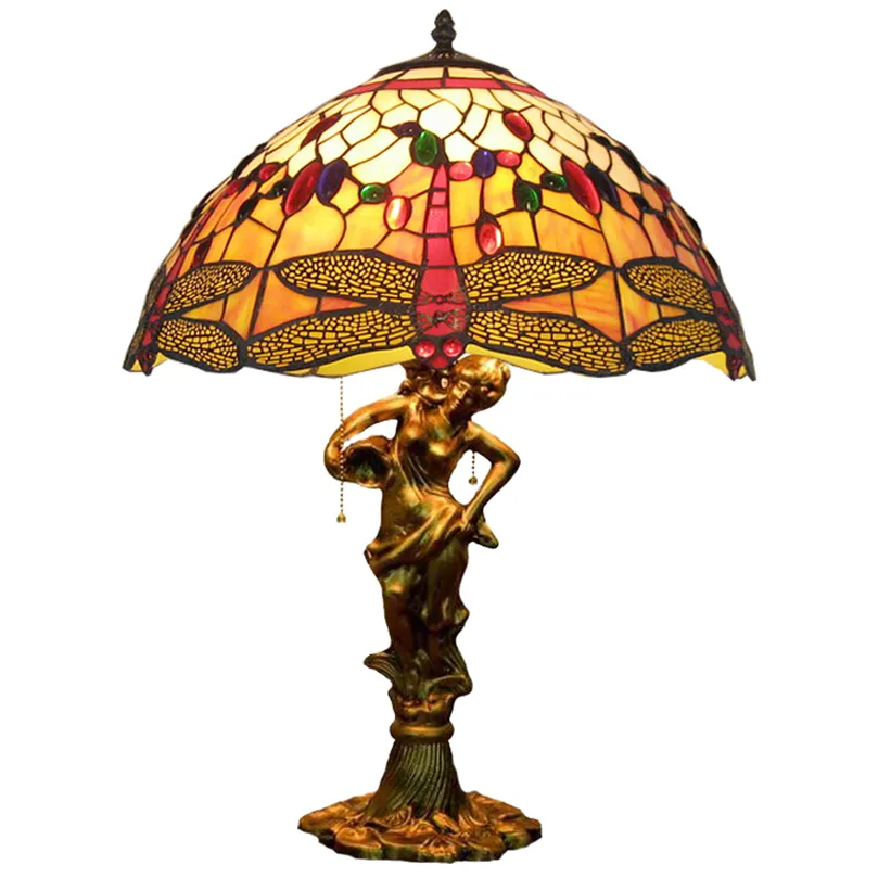 Lampada da tavolo personalizzata in vetro colorato <span class=keywords><strong>libellula</strong></span> Art Pattern Dragonfly <span class=keywords><strong>Tiffany</strong></span> Lamp Style