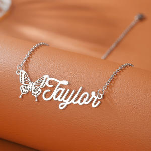 <span class=keywords><strong>Collier</strong></span> personnalisé en acier inoxydable 304 plaqué or 18 carats avec diamant, lettre personnalisée, chaîne en bambou transfrontalière, personnalisation unisexe - Product Image 6