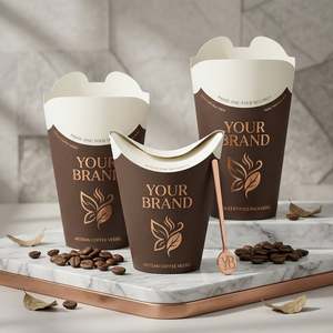 Gobelet en papier papillon avec couvercle intégré, couvercle pliable, anti-fuite, auto-scellant, pour thé et boissons chaudes, 8oz 12oz 16oz, logo personnalisé - Product Image 2