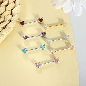 फैशन निप्पल सीधे बार नाक स्टड भेदी गहने क्यूबिक ज़िरकोनिया हीरा पुल अंगूठी स्टेनलेस स्टील भेदी गहने - Product Image 3