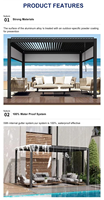 Pergola en aluminium à usage tropical, toit bioclimatique à lames orientables, conception à grande portée, options motorisées résistantes à la chaleur pour les complexes hôteliers et les villas
