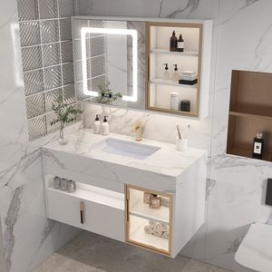 Nuevo Mueble de <span class=keywords><strong>Baño</strong></span> Blanco de Tendencia a Precio Económico con Lavabo de Pizarra, Muebles de <span class=keywords><strong>Baño</strong></span> con Lavabo - Product Image 4