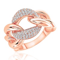 Bijoux punk américains : Bagues cubaines pour filles, en argent sterling 925, avec chaîne, or 18 carats, zircone cubique, style rappeur, grande boucle et maillons diamantés
