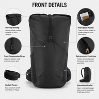 Sac à dos de camping imperméable à châssis interne 36L, capacité personnalisable, sac de randonnée durable avec dos rembourré