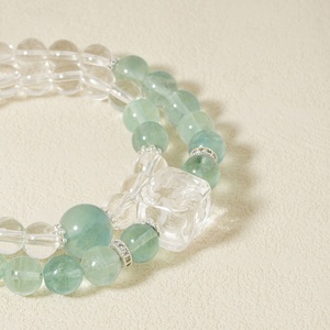 Bracciale in Cristallo A'sai Bianco da 8mm a Doppio Strato, Design Speciale Placcato <span class=keywords><strong>Argento</strong></span>, Gioiello Minimalista in Cristallo Naturale con Proprietà Curative - Product Image 3