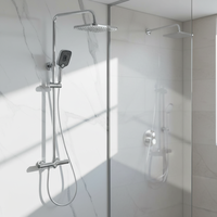 Ensemble de douche à jet doux en cuivre poli durable pour hôtel et appartement avec robinet en laiton