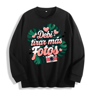 Debi Tirar Mas Fotos İspanyolca grafik bisiklet yaka kazak, abd depo, 6 renk - Product Image 2