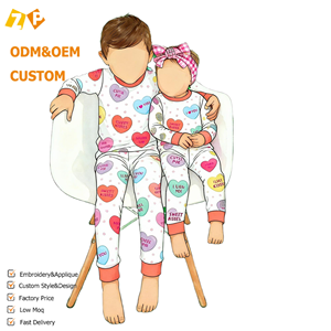 Vêtements <span class=keywords><strong>de</strong></span> nuit <span class=keywords><strong>en</strong></span> <span class=keywords><strong>bambou</strong></span> pour garçons et filles <span class=keywords><strong>en</strong></span> gros, 2 pièces, pyjamas personnalisés pour enfants, ensembles <span class=keywords><strong>de</strong></span> vêtements pour enfants pour la Saint-Valentin - Product Image 1