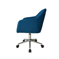 Chaise de bureau pivotante réglable en hauteur, en lin bleu, avec accoudoirs, pour la maison ou le bureau.