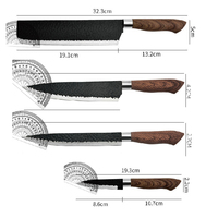 Ensemble de couteaux de cuisine 6 pièces avec lames en métal à revêtement antiadhésif et manche en bois comprenant un éplucheur et des ciseaux
