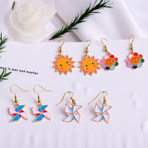 Pendientes de acero inoxidable dulces frescos de estilo americano europeo, molino de viento en forma de bola, diseño de gota de girasol para accesorios de regalo - Product Image 5