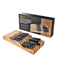 Ensemble de 14 couteaux de cuisine en acier inoxydable avec manche en ABS, 3 à 8 pouces, couteau de chef, couteau à fruits, couteau utilitaire, couteau Santoku, couteau à pain, couteau à steak, de qualité supérieure