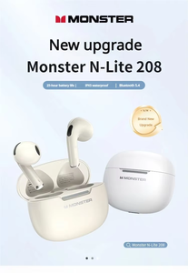 Écouteurs sans fil Monster N-Lite 208 originaux, écouteurs BT, contrôle tactile, écouteurs avec micro, étanches, basses puissantes - Product Image 2