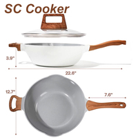 Batterie de cuisine antiadhésive multifonctionnelle de haute qualité en aluminium moulé sous pression Wok antiadhésif à chauffage rapide