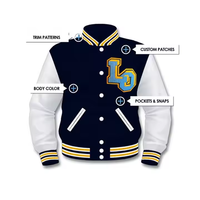 Blouson universitaire vintage personnalisé pour homme, en laine d'hiver avec manches en cuir, col et design Letterman, broderie tissée, style bomber