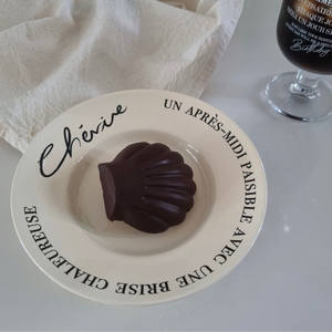 Jissolhui — assiettes à soupe Vintage françaises en céramique, avec Alphabet noir - Product Image 1