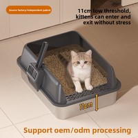 Kotak Pasir Kucing Ramah Lingkungan dari Baja Tahan Karat 304 Mudah Dibersihkan Kapasitas Besar 20L Toilet Kucing Semi-Tertutup dengan Sekop dan Wadah yang Dapat Dilepas