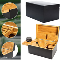 Approvisionnement direct transfrontalier : Ensemble de broyeur à tabac de style minimaliste américain, comprenant un broyeur en bois, un pot en verre et des accessoires en bambou