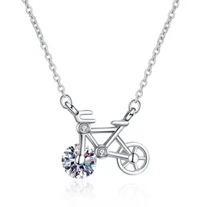 Bijoux les plus populaires Bicycle un carat collier moissanite cadeaux mignons pour fille