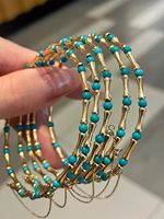 Pulsera de Turquesa en Oro Sólido de 18K Xinfly, Brazalete de Diseño Articulado, Joyería Fina Hecha a Mano para Mujer