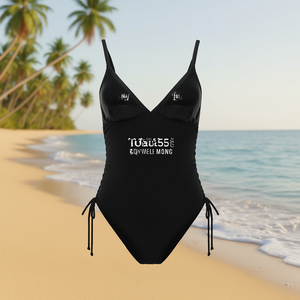 Costume da bagno intero HDJ Plus Size con controllo pancia, scollo a V profondo e laccetti laterali, modello conservativo da donna, taglie 44 46 48 50 52 54 - Product Image 2