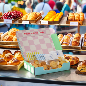 Vente en gros Boîte en papier gâteau haut <span class=keywords><strong>de</strong></span> gamme <span class=keywords><strong>Pain</strong></span> beignet personnalisable Design pliable avec carton <span class=keywords><strong>blanc</strong></span> imprimé fait <span class=keywords><strong>de</strong></span> matériaux recyclés - Product Image 3