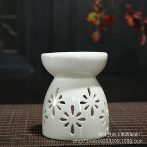 Stocks en vrac brûleur aromatique en céramique porte-bougie chauffe-plat brûleur d'encens chauffe-bougie en cire brûleur à huile essentielle - Product Image 2