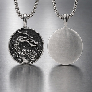 yunnique Dragon Pendant Necklace Stainless Steel Men's <b>Punk</b> Hip Hop Jewelry Animal Shape Geometric Design JD215 - Product Image 2