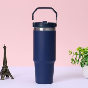 Gobelet isotherme de voyage 20oz 30oz avec poignée, couvercle, paille et base antidérapante pour café chaud - Product Image 6