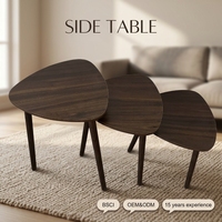 Ensemble de 3 tables, table basse, table d'appoint en bois, table d'appoint en métal 40*53.5+40*48.5+40*43.5 pour utilisation dans le salon