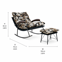 Fauteuil à bascule compact en cuir écologique pour coin lecture, mobilier commercial