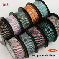 Fil à coudre LONGJIE Dragon Scale 2,0 mm en polyester, soie tissée à la main, cordon pour bracelet, perlage, or, DIY, multicolore