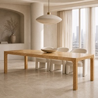 Ensemble de salle à manger rectangulaire de luxe en bois de burl avec chaises entièrement rembourrées pour les propriétés et les espaces commerciaux