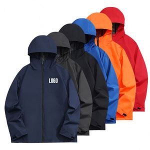 Veste de cyclisme imperméable coupe-vent unisexe à logo personnalisé, à capuche, simple couche, décontractée, avec fermeture éclair, pour le printemps et les activités de plein air - Product Image 3