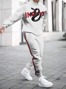 En stock: Conjunto deportivo de invierno de fábrica, 100% algodón, sudadera con capucha, pantalón de manga larga, corte recto, combinación de colores, talla grande. - Product Image 5