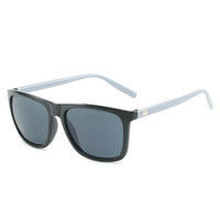 Lunettes de soleil classiques carrées en acétate à monture intégrale avec verres polarisés pour hommes (monture noire/verres noirs) avec protection UV
