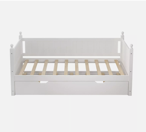 Twin Size <strong>Daybed</strong> with Pull Out <strong>Trundle</strong> Bed Wooden Bed Frame Sofa Bed White - Product Image 5