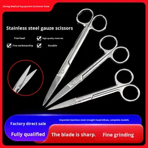 Tıbbi Gazlı Bez Makası Paslanmaz Çelik Düz/Kavisli Başlık Bandaj Pansuman Dikişlerinin Çıkarılması Cerrahi Oftalmik Kullanım Sınıf I - Product Image 3