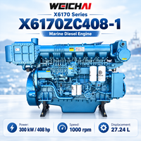 Moteur diesel marin X6170ZC408-1 408HP 300kW 1000 tr/min 6 cylindres en ligne refroidi par eau pour navires commerciaux